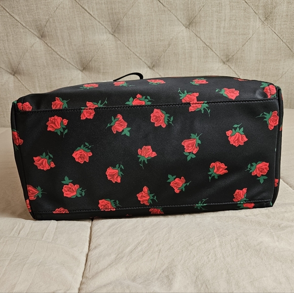 NWT Kate Spade Chelsea Rose Toss Printed Tote Black Red MSRP $349 - Picture 5 of 14